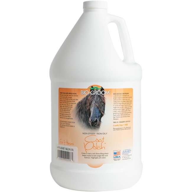 Bio-Groom's horse coat detangler, Coat Polish, in a 1-gallon bottle.