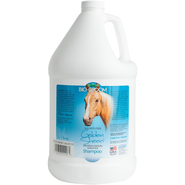 Bio-Groom's color-enhancing horse shampoo, Golden Sheen, in a 1-gallon bottle.